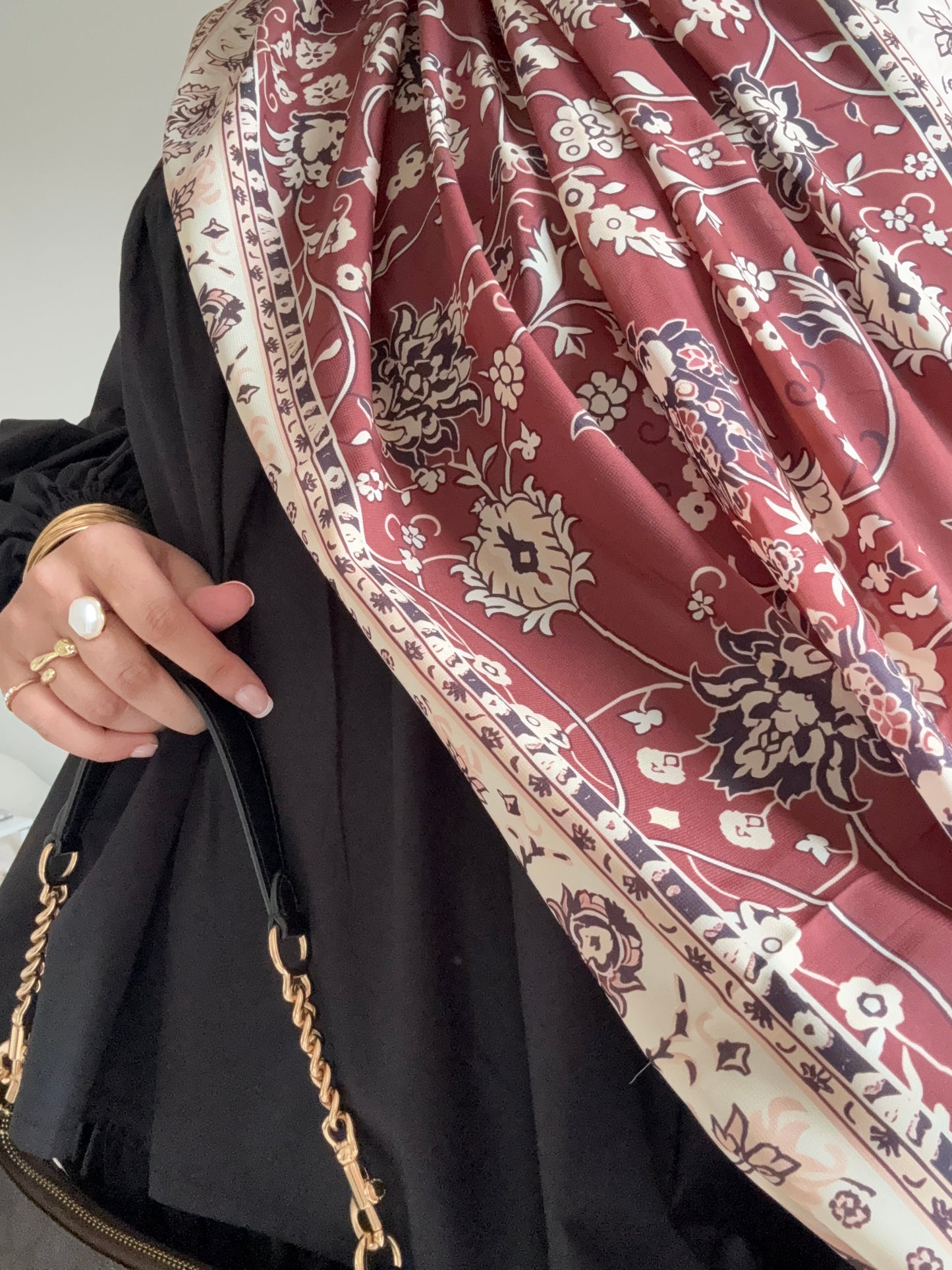 Persian Printed Hijab- Chocolate Brown