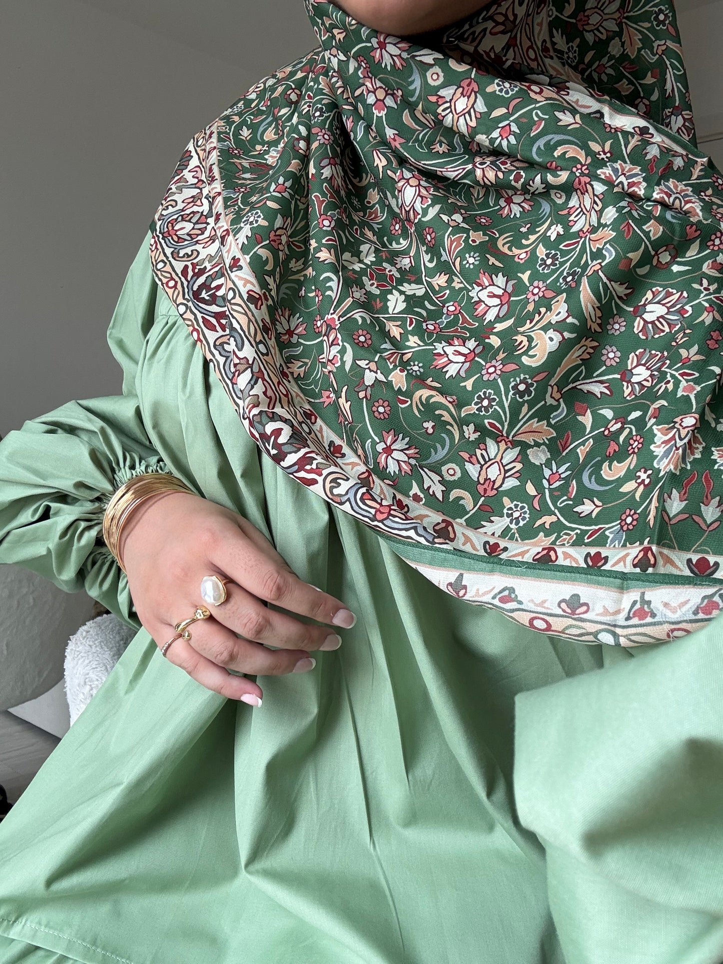 Persian Printed Hijab- Green