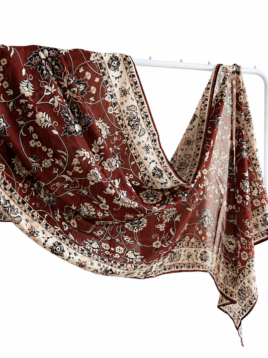 Persian Printed Hijab- Chocolate Brown