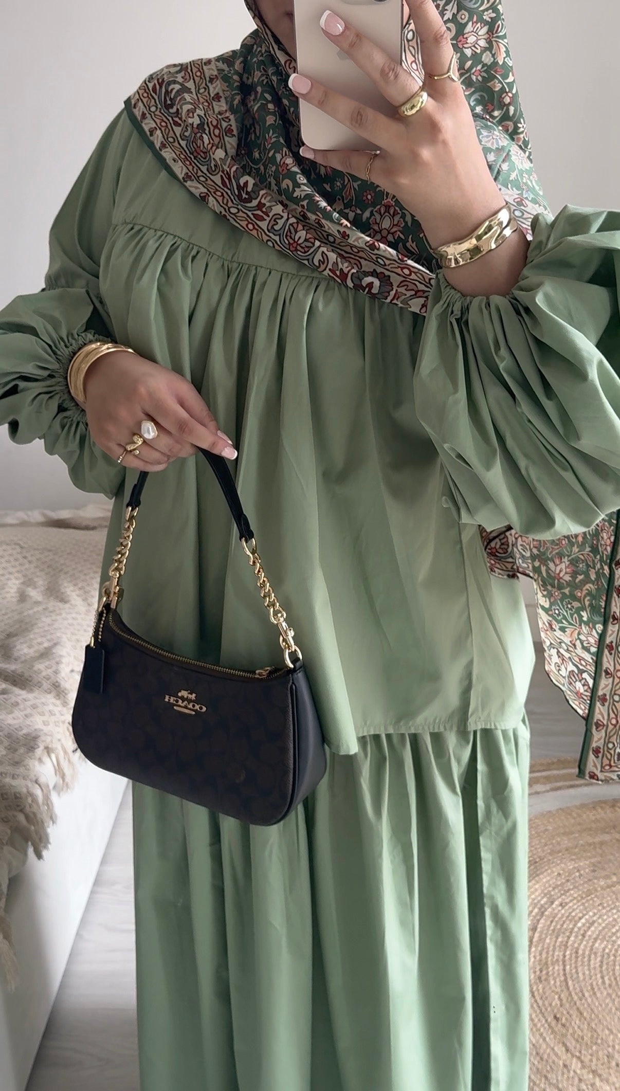 Balloon Sleeve Co-ord Set (Skirt Only)- Green