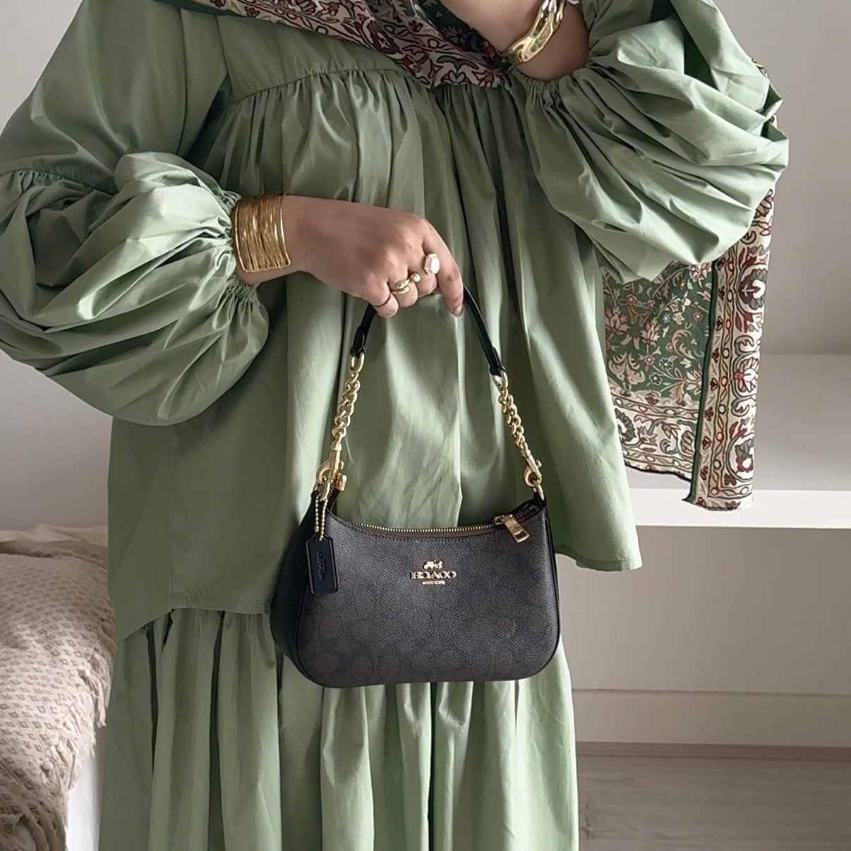 Balloon Sleeve Co-ord Set (Skirt Only)- Green