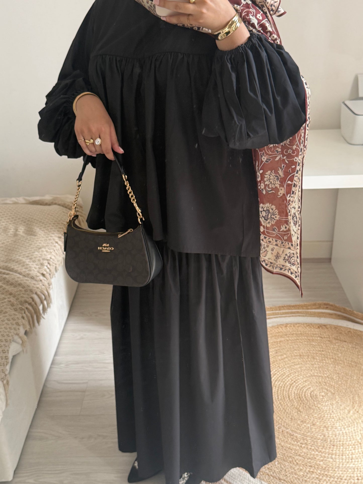 Balloon Sleeve Co-ord Set (Skirt only)- Black